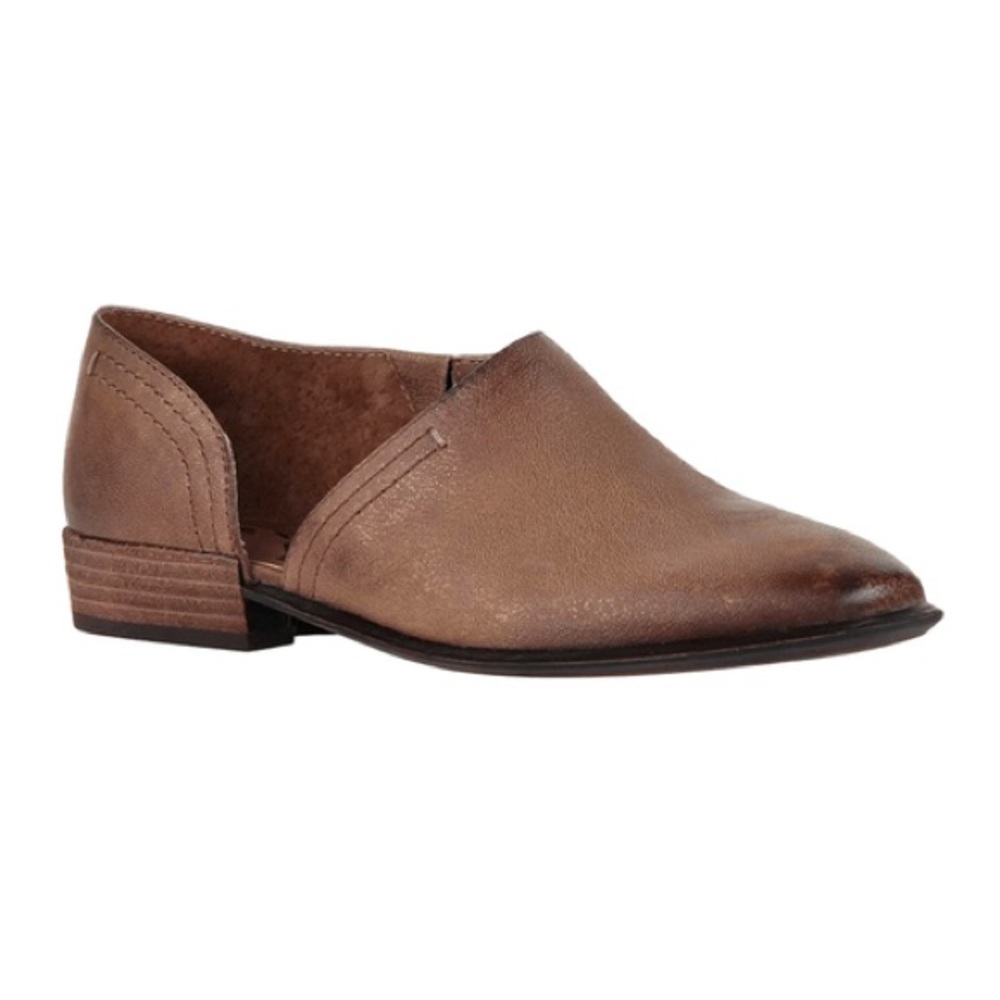 LIKE NEW OTBT Coyote Half D'Orsay Brown Gold Leather Flats Size 9
